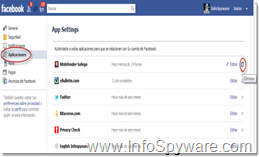 Elimine Aplicaciones sospechosas de Facebook.